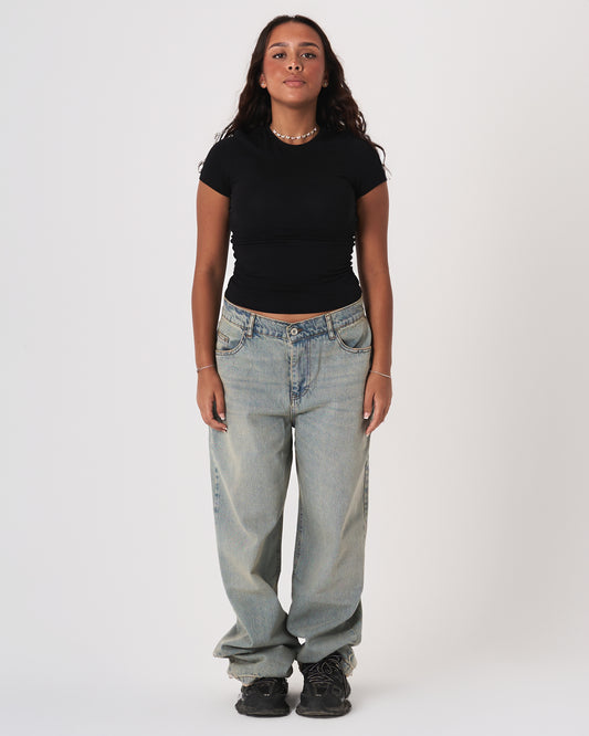 Women Vintage Tint Baggy Jeans